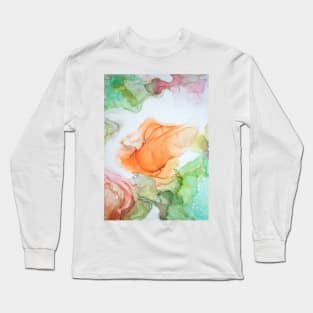 Creative abstract artwork made with translucent ink colors. Abstract painting colorful liquid alcohol ink technique. Abstract painting. Long Sleeve T-Shirt